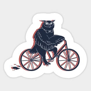 Owl on a Bike Blue Sticker